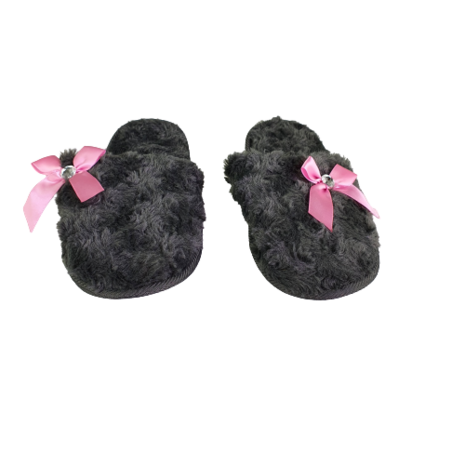Pantoffels Slippers Met Roze Boog - Zwart - Maat 36 -2
