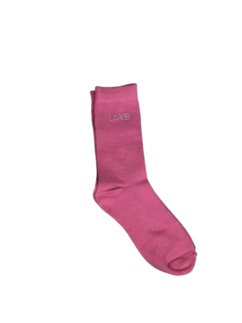 Sokken hartjes / love - Roze / Lichtblauw - Maat 31 / 34 - Set van 2 - Fashion Socks -3