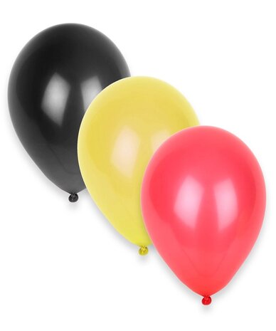 Ballonnenboog Belgi&euml; / Duitsland &ndash; 24 Knoopballonnen in Zwart Geel Rood &ndash; Feestdecoratie voor EK, WK & ThemafeestenB