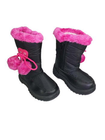 Sneeuw laarzen met balletjes - Zwart / Roze - Maat 30 