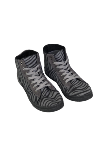 Schoenen half hoog panterprint met voering INGE - Grijs/ Zwart - Maat 40