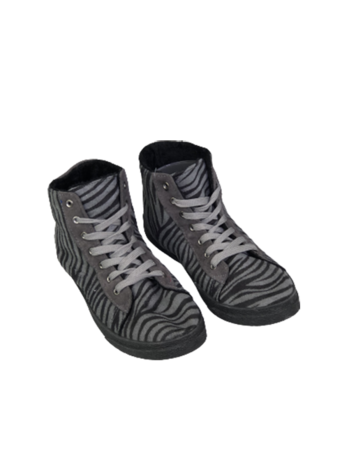 Schoenen half hoog panterprint met voering INGE - Grijs/ Zwart - Maat 41