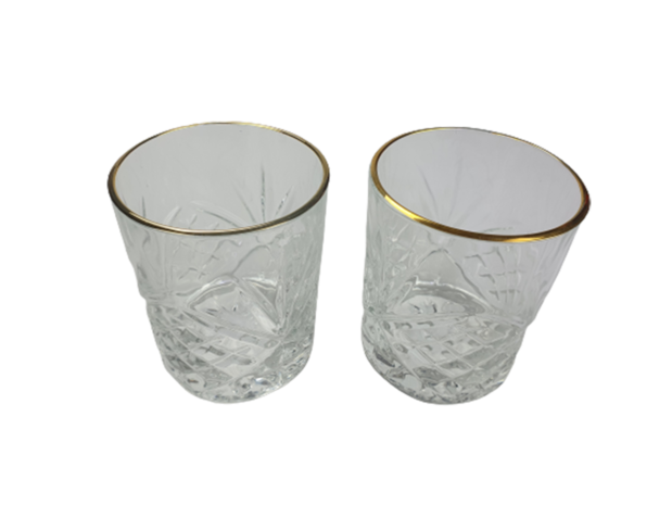 Whiskey glazen met gouden rand JACK - Transparant - 300 ml - Set van 2 -2