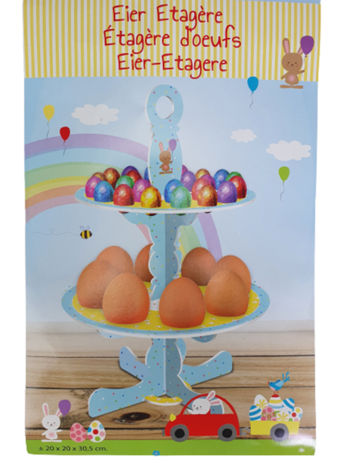  Eier Etagere Pasen - Lichtblauw / Multicolor - Kunststof - 20 x 20 x 30.5 cm
