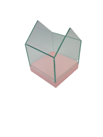 Theelichthouder huisje FLEEK - Roze - Glas - 12 x 12 cm -2