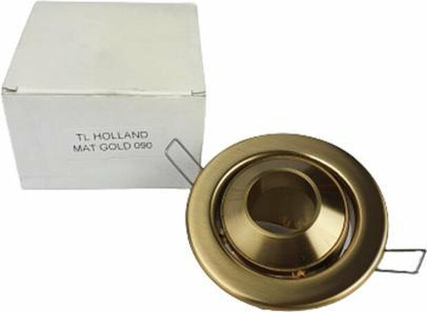 Lampen spotje / Inbouwspots rond - TL 090 - Mat goud - Metaal - Max 50 W - Kantelbaar - Set van 3 - 1