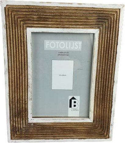 Fotolijst met brede natuurlijke rand CHASE - / Wit - Hout / Glas - 13 18 cm - Red Hart | All You Need Is Low Prices