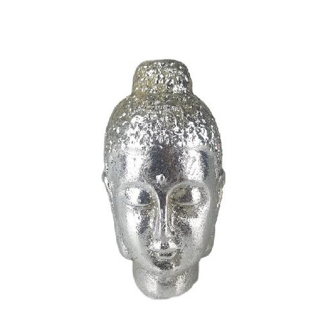 Beeld boeddha hoofd BRENT - Zilver - Ø 6 x 10 cm