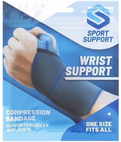 Sport Support Polsbandage - Grijs - Spier en gewrichtsband - Nylon / Rubber - Maat One Size