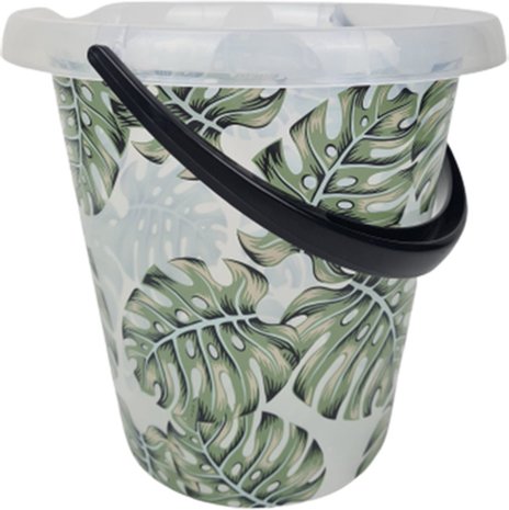 Huishoud emmer met planten print NANA - Groen / Multicolor - Kunststof - 12 L