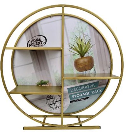 Staand Decoratief Rek SEMM - Industrieel - Goud - Metaal - Rond / Staand - 43 x 11 x 44 cm