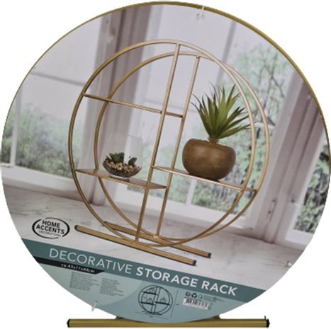 Staand Decoratief Rek SEMM - Industrieel - Goud - Metaal - Rond / Staand - 43 x 11 x 44 cm