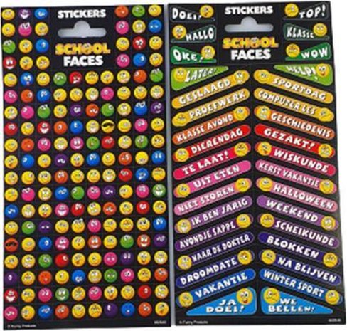 Smiley sticker set - Multicolor - Papier - Set van 2 - Assorti