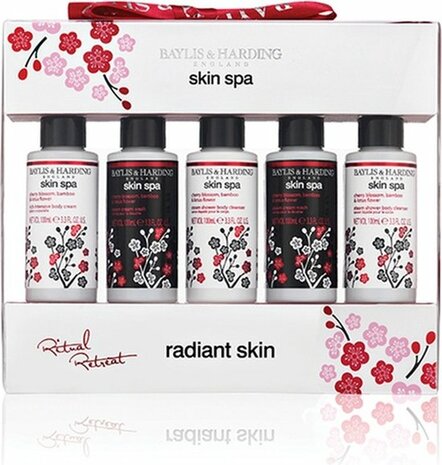 Baylis &amp; Harding England geschenkset Vrouwen Skin Spa - Rood / Wit - Kunststof - Set van 5 - Cadeauset - Cadeau - Geschenk 