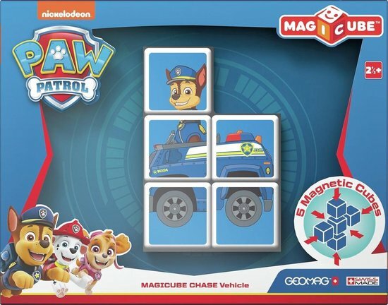 Paw Patrol Magnetische kubus puzzel Chase - Blauw / Multicolor - Kunststof / Magneet - Vanaf 2,5 jaar - Speelgoed - Puzzel - Ca