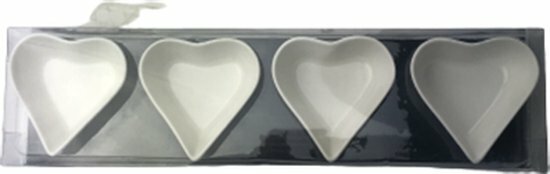 Mini amuseschaaltjes in hart vorm OAKLEY - Wit - Keramiek - 8 x 3 x 8 cm - Set van 4