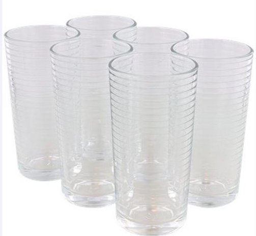 Drinkglazen glazen DORO met ribbelmotief - Transparant - Glas - 200 ml - Set van 6 - Glazen - Servies - Tafelen - Drinken - Gla