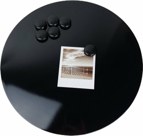 Luxe industri&euml;le magneetbord HAMZA inclusief magneetjes - Zwart - Metaal / Kunststof - &oslash; 32 cm - Interieur - Huis