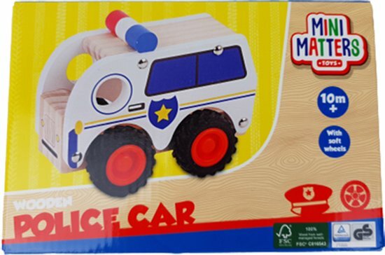 Houten speelgoed auto Politie - Multicolor - Hout - Vanaf 10 maanden - Speelgoed - Auto - Speelgoedauto - Kerst - Kerstcadeau -