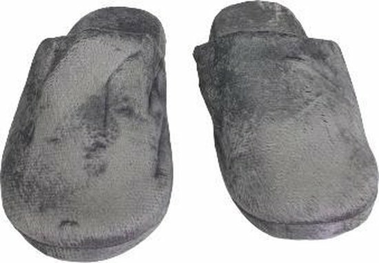 Model laag pantoffels velvet look - Donkergrijs - Maat 40 / 41 - Pantoffels unisex - Warme pantoffels &ndash; Sloffen - Sloffe