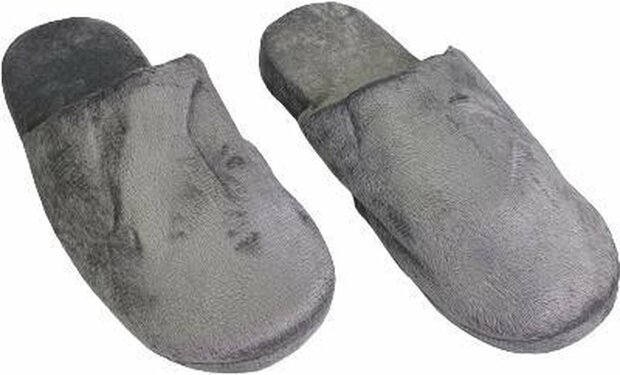 Model laag pantoffels velvet look - Donkergrijs - Maat 40 / 41 - Pantoffels unisex - Warme pantoffels &ndash; Sloffen - Sloffe