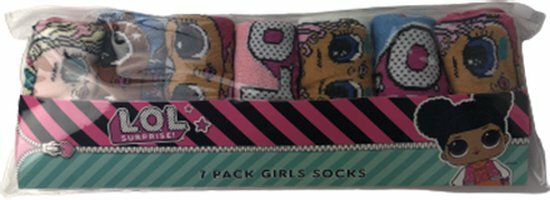 LOL Surprise sokken set meisjes - Roze / Multicolor - Polyester / Katoen / Viskose / Elastaan - Maat 23-26 - Set van 7 paar sok