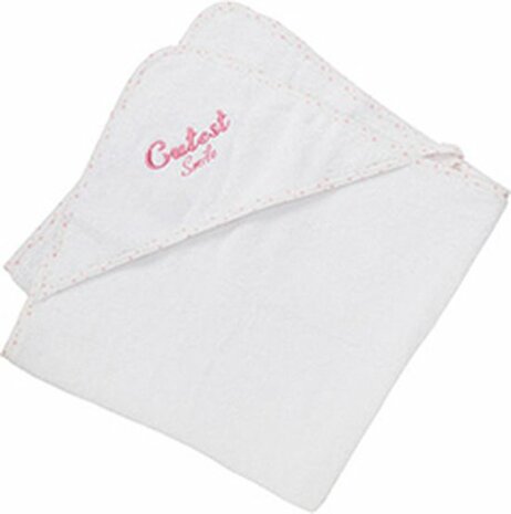 Handdoek met capuchon - Sweet smile - Voor baby&#039;s - Katoen - Badkamer - Wit/Roze- 80 x 80cm