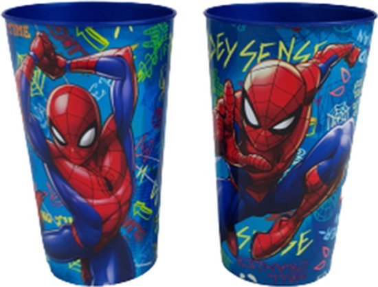 Spiderman kinderservies bekers - Blauw / Multicolor - Kunststof - 250 ml - Set van 2 - Servies - Kinderservies - Bekertje - Ete