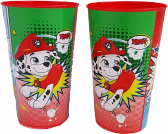 Paw Patrol kinderservies bekers - Rood / Multicolor - Kunststof - 250 ml - Set van 2 - Servies - Kinderservies - Bekertje - Ete