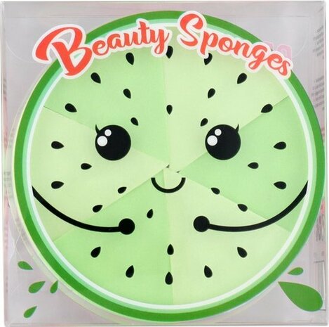 Beauty spons set Meloen - Make-up spons - Roze / Groen - Spons - 8 x 4,5 x 8 cm - Spons - Make-up - 1