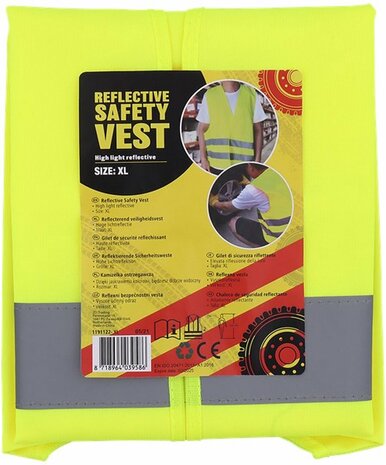 Veiligheidshesjes reflecterend - Geel / Zilver - Polyester - Maat XL - Set van 2 - Veiligheidshesje - Auto - Autopech - Veiligh