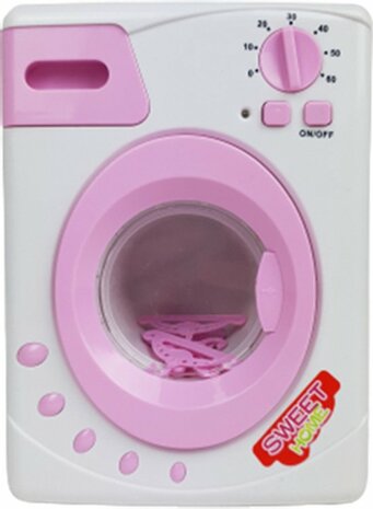 Speelgoed wasmachine met verlichting - Roze / Wit - Kunststof - Vanaf 3 jaar - 13 x 10 x 20 cm - Speelgoed - Cadeau