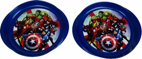 MARVEL Avengers kinderservies dinerbord - Donkerblauw / Multicolor - Kunststof - &oslash; 20,5 cm - Set van 2 - Servies - Kinde