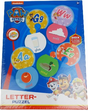 Paw Patrol letter puzzel - Blauw / Multicolor - Karton - 28 stukjes - Vanaf 3 jaar - Puzzel - Speelgoed - Cadeau