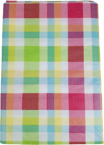 Tafelkleed pasen met lijnen patroon RUDI - Paars / Lichtgroen / Multicolor - Polyethyleen - 140 x 200 cm - Tafellaken - Tafelkl