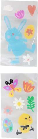 Gel raamstickers pasen blauwe paashaas - Blauw / Multicolor - Gel - Herbruikbaar - Pasen - Paashaas - Easter - Lente