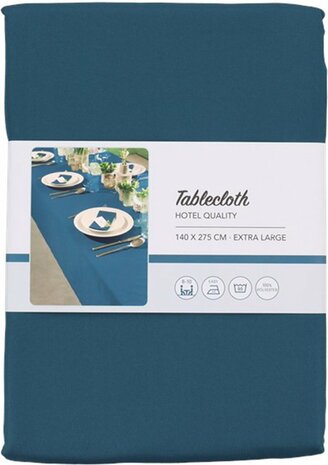 Tafelkleed Hotel Kwaliteit LENNOX - Donkerblauw - Polyester - 140 x 275 cm - XL - Tafellaken - Tafelkleed - Tafel - Tafelen - D