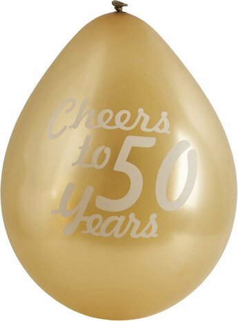 Ballonnen KANSON - Cheers To 50 Years - 9 stuks - Blauw/Goud - Verjaardag - Feest - Jarig - Gezellig - 2
