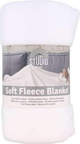 Fleece deken THIBAUT - Wit - Polyster - 130 x 160 cm - Plaid / Woondeken