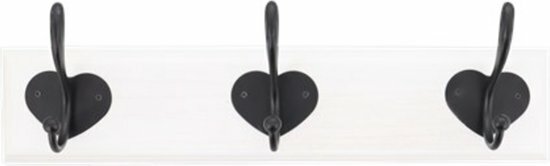 Coat Rack FLORIAAN - Kapstok - 44x13x8,5cm - Wit/Zwart - Jassen - Wonen - Gang - Decoratie