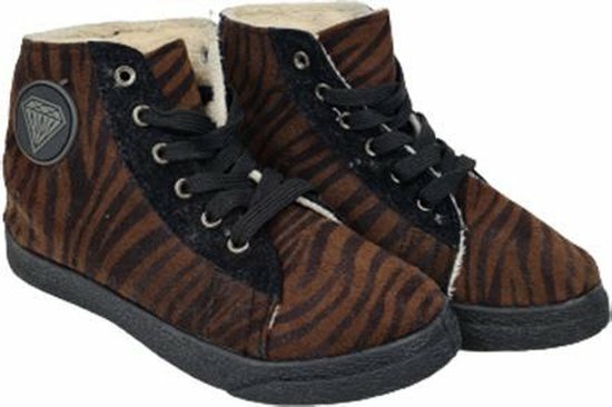 Sneakers RIHANNA zebraprint halfhoog met voering - Bruin / Zwart - Suedine - Maat 35