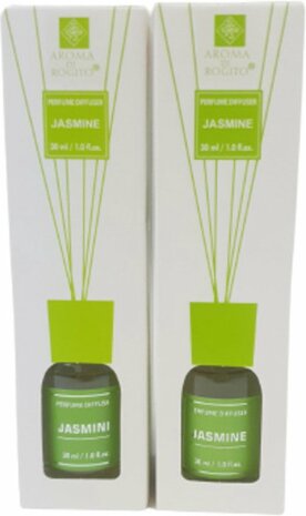 Geurstokjes Jasmine geur set AIDAN - Groen - Glas / Kunststof - Set van 2 - Geurstokjes - Cadeau