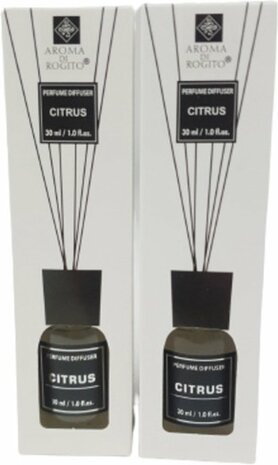 Geurstokjes Citrus geur set AIDAN - Zwart - Glas / Kunststof - Set van 2 - Geurstokjes - Cadeau