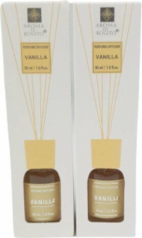 Geurstokjes Vanilla geur set AIDAN - Geel - Glas / Kunststof - Set van 2 - Geurstokjes - Cadeau