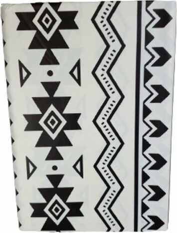 Tafelkleed ISMAIL met geometrisch patroon - Wit / Zwart - PVC - 140 x 250 cm - Lente - Tafelkleed - Tafellaken - Laken - Eten -