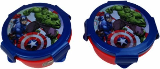 Vershoudbakje met deksel Marvel Avengers - Rood / Blauw / Multicolor - Kunststof - &oslash; 10 x h 6 cm - Set van 2 - Avengers 