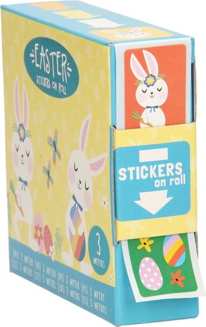 Paas stickers stickerrol - Multicolor - Papier - 3 meter - Pasen - Paashaas - Paasei - Paasdagen - Lente - Knutselen - 1