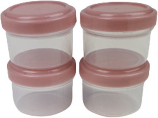 Mini voorraad doosjes - Roze / Transparant - Kunststof - 35 ml - 4 stuks - Keuken - Eten - Kruiden - Bakjes - Bakje - Voorraadd