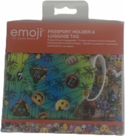 Paspoort houder Emoji - Bagage Label - Multicolor - Reizen - Koffer - Vliegen - Rond - 2