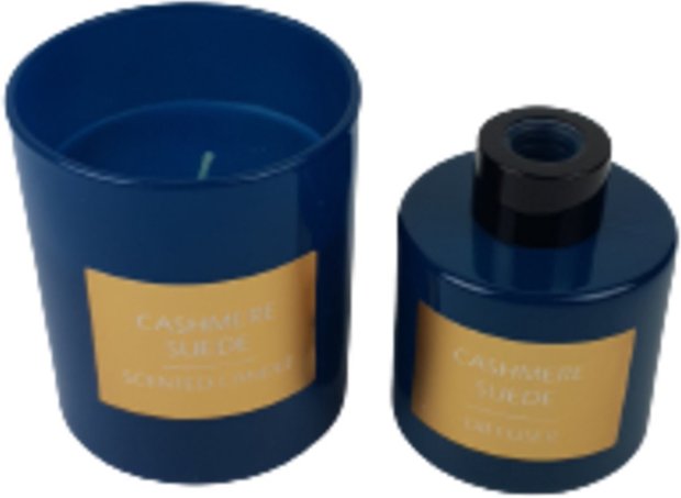 Cashmere Suede Giftset - Blauw - 6 stuks - 90 ml - Geurstokjes - Kaars - Rituals Inspired - 2